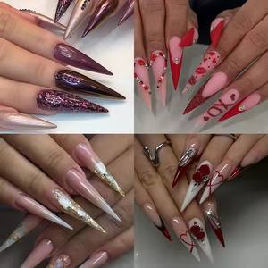 Aillsa Extra Long 504pcs Stiletto Nail Dicas Longo Apontou Extensões De Prego para Dedo Natureza Claro Atacado Meia Cobertura De Unhas Dicas - Product Image 2