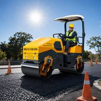 Compacteur routier autoporté de 2,5 tonnes avec tambour avant, vibration hydraulique et propulsion arrière pour travaux de réparation de chaussées