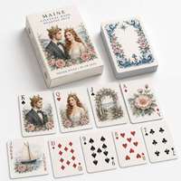 Cartes à jouer personnalisées en aquarelle sur le thème de la côte du Maine, portrait de mariage, jeu de poker, cadeau souvenir