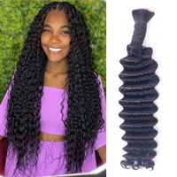 Extensiones de Cabello Humano SDD Water Deep Wave 30g, Cabello Humano a Granel para Trenzas, Cabello Humano Ondulado y Mojado para Trenzar