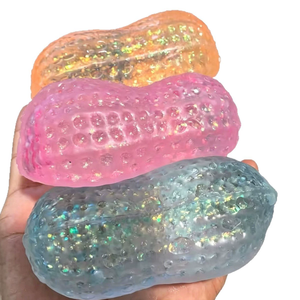 ลูกบอลบีบสีสันสดใสแบบกลิตเตอร์ บรรจุในกล่องโชว์ 12 แพ็ค สำหรับการผ่อนคลาย เล่นสนุก ของขวัญสำหรับงานปาร์ตี้ และขายปลีก-ขายส่ง - Product Image 1