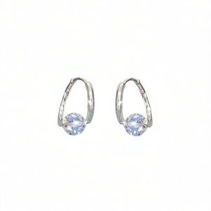 Orecchini a Cerchio E3863 in Oro Bianco con Cristalli Rotondi, Gioielli Classici da Donna - Product Image 1