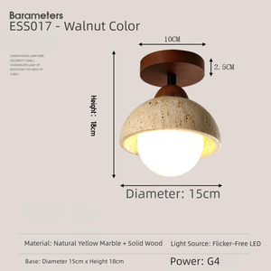 Lampadario Minimalista Retrò EOS in Travertino, Lampada a Sospensione LED Centrale 3500K Bianco Caldo, Alta Luminosità, Protezione Occhi, per Camera da Letto - Product Image 5