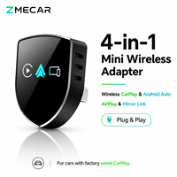Adaptador Inalámbrico 4 en 1 para CarPlay y Android Auto, Dongle USB de Cable a Inalámbrico, Adaptador para Auto Plug and Play para iPhone y Android