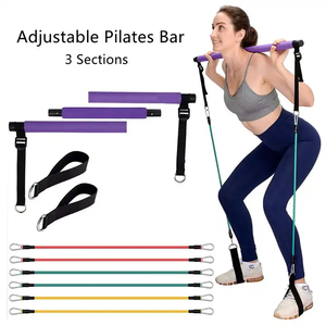 Nouveau Kit de barre de Pilates réglable à 3 sections <span class=keywords><strong>avec</strong></span> bandes de résistance 4 bandes de résistance Gym <span class=keywords><strong>Fitness</strong></span> <span class=keywords><strong>Bande</strong></span> élastique - Product Image 3