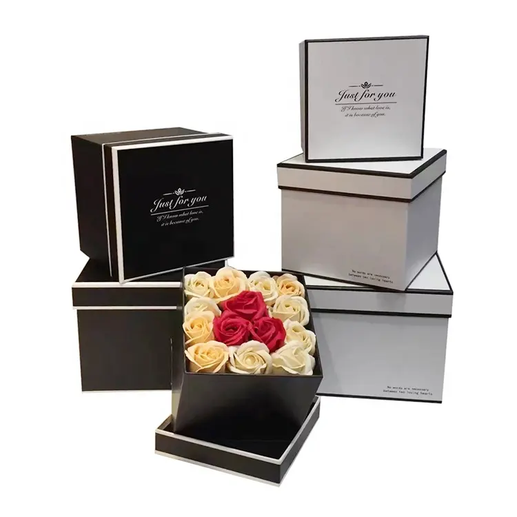 Chengruo 3 PCs Per Set Festive Gift Paper Box With Lid For Flowers Gift Box For Birthday Holiday Gift Set Ideas