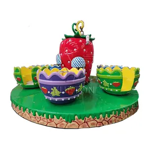 Equipo de parque de atracción Fun Fair Kiddie Spinning Saucer Strawberry Rotating Tea Coffee Cup Kids Amusement Park Rides