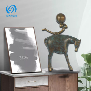 Escultura Decorativa de Bronce Imitación: Pastor de Vacas Montando a Caballo, Decoración Moderna para el Hogar, Sala de Estar, Escritorio - Product Image 2