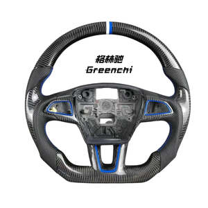 Volant de course sportif personnalisé GELINCHI en fibre de carbone et cuir avec 3 branches pour Focus RS ST MK2/<span class=keywords><strong>MK3</strong></span> (Surpiqûres rouges) - Product Image 1