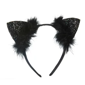 China Supplier Halloween new black hair band cat ear headband children Halloween girls Hair accessories for party