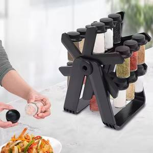 Organizzatore da cucina rotante di 360 gradi con 18 barattoli di vetro per <span class=keywords><strong>erbe</strong></span> e spezie Set di condimenti Organizer - Product Image 1