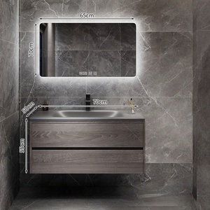 Modern luxury waterproof rock panel hot bending integrated basin all aluminum honeycomb aluminum bathroom cabinet - Product Image 3