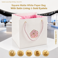 Sac cadeau en papier avec logo personnalisé, emblème rose doré, impression dorée, fabricant OEM, marque privée pour boutiques