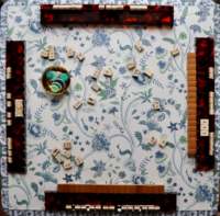 Permainan Mahjong & Poker Amerika Seri Tigredetartan Modern Mewah Bahan Kulit Ukuran 33x33 Inci Tersedia dalam Stok