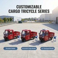 Tricycle cargo électrique 1800W, cabine fermée, capacité de charge lourde de 800 kg, 3 roues, avec climatisation et radio Bluetooth