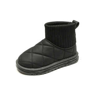 Bottes d'hiver pour enfants de haute qualité chaussures en peluche en cuir bottes antidérapantes pour enfants botte de neige unisexe - Product Image 5