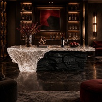 Table à thé en acrylique Ice-Feel Crystal Island Counter Stream-Rock, comptoir multifonctionnel de luxe léger pour villas et maisons
