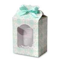 Boîte cadeau pliable en carton ondulé avec fenêtre UV écologique imprimée sur mesure, fenêtre en PVC, ruban et nœud, petit emballage pour cadeaux