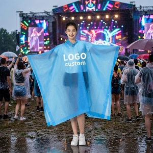 เสื้อกันฝนแบบมีฮู้ด EVA พรีเมียมสำหรับผู้ชายและผู้หญิง - เสื้อกันฝนแบบหนาพิเศษนำกลับมาใช้ใหม่ได้ พร้อมออกแบบโลโก้ตามสั่งสำหรับการเดินทาง - Product Image 1