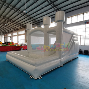 Commercial grade outdoor <b>inflatable</b> wedding <b>bouncer</b> modern white bounce house combo with slide - Product Image 3