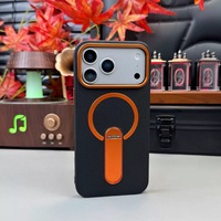 Coque de téléphone magnétique antichoc en texture PU pour iPhone 18 Pro Max avec béquille pliable intégrée et protection d'objectif photo grand format