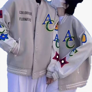 Retro <b>Baseball</b> <b>Jacket</b> <b>Men</b> Women Autumn New Style Loose Retro Splicing Customizable Embroidery Letters All Match Casual Coat - Product Image 6