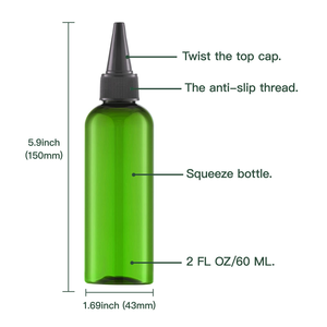 Botella de Plástico PET Transparente Vacía de 3oz, 4oz, 5oz, 8oz, 12oz con Aplicador para Aceite Capilar, Botella para Tinte de Raíces con Tapa de Rosca y Punta - Product Image 2
