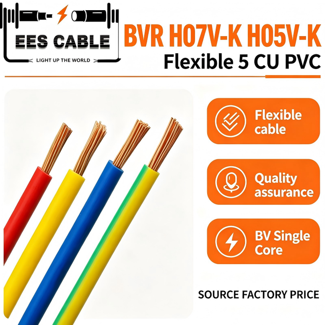 BVR 450V/750V H07V-K Single Core Flexible PVC Electrical Wire 1.5mm 2.5mm 4mm For Overhead Building Wire/ Lighting System