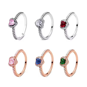Anelli Originali in Argento Sterling 925 per Donne, <span class=keywords><strong>Anello</strong></span> a Cuore per Fidanzamento e Matrimonio, Gioiello di Lusso in <span class=keywords><strong>Oro</strong></span> <span class=keywords><strong>Rosa</strong></span>, Regalo - Product Image 1