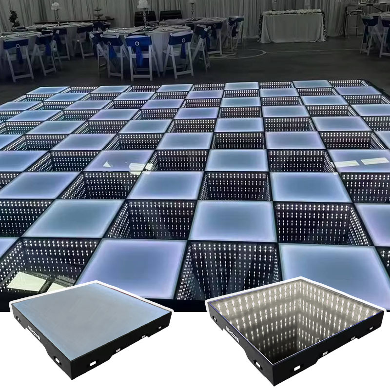 Bright Pista Led Dance Floor IP67 Waterproof DMX512 Sound-Activated Control Chrome Material 50x50cm Size