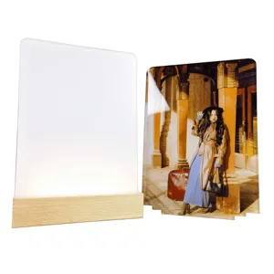 Light Up Sublimation Acrylic Photo Frame Customized Sublimation Acrylic Sheet Wood LED Light Base
