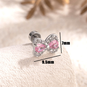 Pendientes de Cartílago con Lazo de Princesa para Niñas |   Pernos de Barra de Acero Inoxidable con Doble Rosca |   Lindos Adornos para Perforaciones de Oreja - Product Image 6