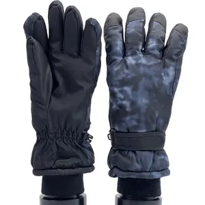 Guantes térmicos de invierno impermeables para nieve, guantes de calefacción de poliéster negro, forros cálidos, guantes de esquí con calefacción para hombre