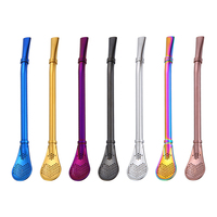Bombilla de Yerba Maté Réutilisable de Haute Qualité, Colorée, avec Filtre et Cuillère Intégrée