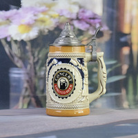 Verre à vin/bière en porcelaine traditionnelle allemande classique de 550 ml, résistant au lave-vaisselle, avec poignée, écologique, réutilisable - Promotionnel