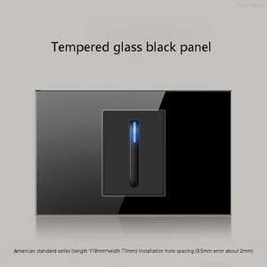 American Standard Wall Switch Socket Type 118 <b>Black</b> Tempered Glass Panel Two-Way Push Reset Button <b>Touch</b> Panel IP20 Switch - Product Image 5