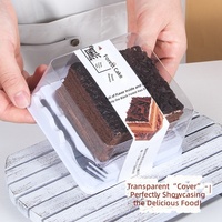 Boîte d'emballage en plastique PET transparente carrée rouge velours noir pour gâteau mousse dessert avec cuillère
