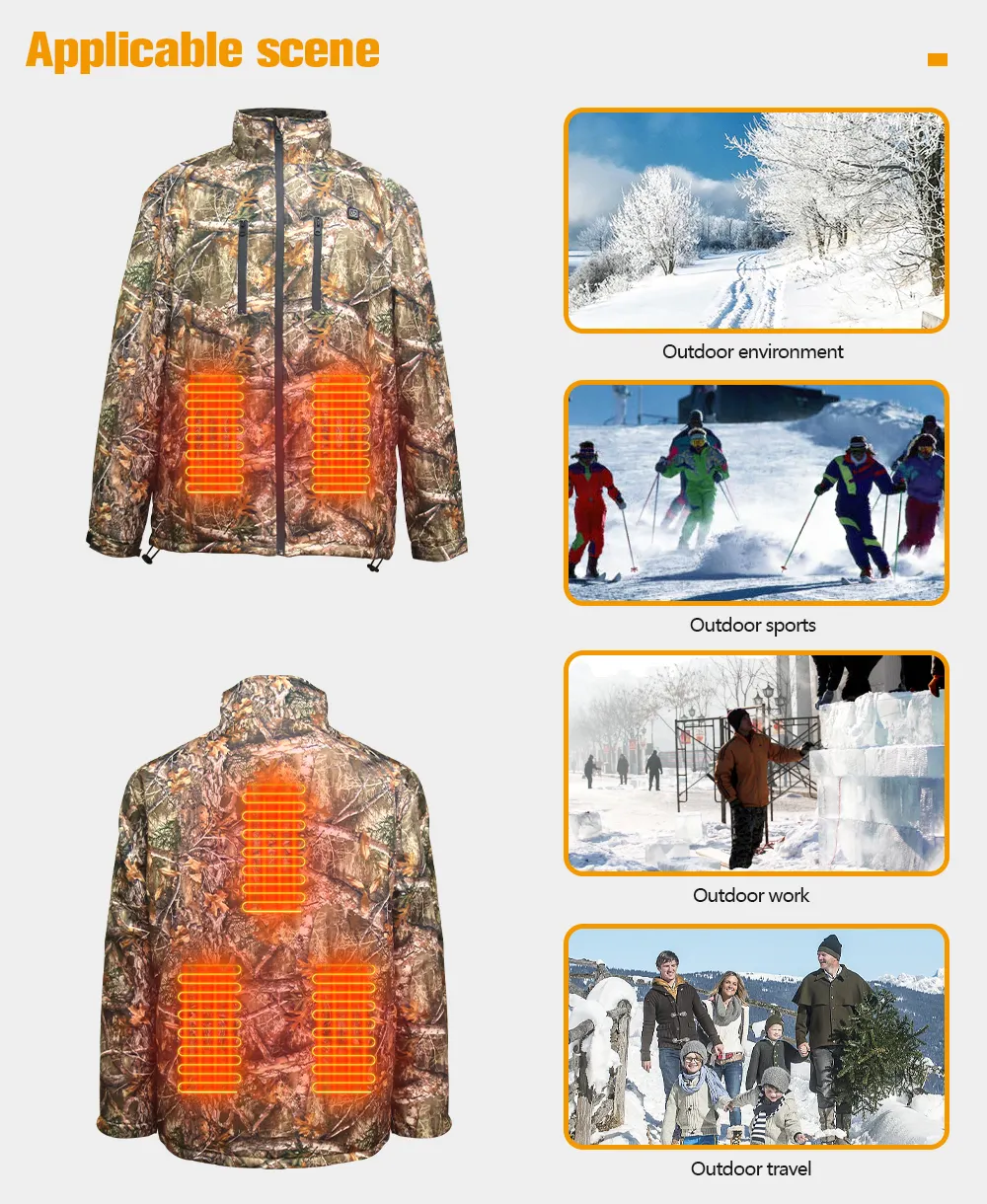 Camouflage Heated Jacket 5V Battery Power Heated Jacket for Men's 5 Hunting electric jacket for Sports