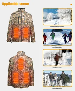 Jaket pemanas untuk pria, jaket listrik 5V kamuflase jaket pemanas baterai untuk olahraga 5 berburu