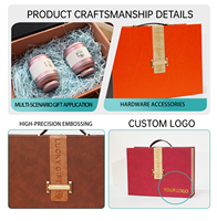 Boîte cadeau en cuir personnalisée avec poignée, élégante, haut de gamme, avec estampage à chaud et gaufrage, très vendue