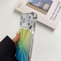 Coque de téléphone de luxe plaquée effet dégradé Aurore avec protection d'objectif pour iPhone 17 16 15 14 13 Pro Max
