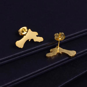 Pendientes de Acero Inoxidable con Mapa de <span class=keywords><strong>Bonaire</strong></span> para Mujer, Aretes Plateados en Oro de 18K, Mapa DE LAS Antillas Holandesas, <span class=keywords><strong>Bonaire</strong></span> - Product Image 5