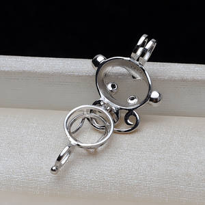 Collar con Colgante de Mono del Zodiaco en Plata S925, Accesorio para DIY, Soporte de Jaula Vacía para Perlas sin Ojo, para Fabricación de Joyas, Moda 3138, Bolsa - Product Image 3