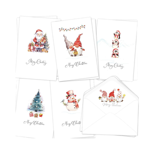 Libro di acquerelli all'ingrosso per Natale, 4x6 pollici, <span class=keywords><strong>6</strong></span> disegni assortiti, rilegatura a fogli piegati, carta patinata bianca per le feste di Capodanno, rigida - Product Image 1