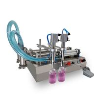 Machine de remplissage semi-automatique à double tête en acier inoxydable pour sirop chaud, jus, huile, lait et autres liquides, conception horizontale pneumatique pour bouteilles