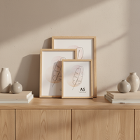 KAIWIN A5 Bingkai Foto Akrilik Oak Premium Cetak UV Set 3 Buah Bingkai Poster 14.8x21cm Meja/Dinding Inovatif dengan Penyangga