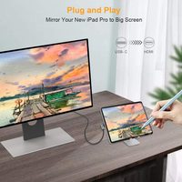 Câble USB-C vers HDMI 4K@60Hz, adaptateur USB-C vers HDMI à angle droit, prise en charge HDR 18 Gbps, compatible avec MacBook Pro Air 2020/2018, 6 pieds