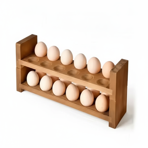 Porte-oeufs en bois à deux niveaux de haute qualité avec poignée Couleur naturelle Accessoire de cuisine domestique de haute qualité pour un usage domestique - Product Image 1
