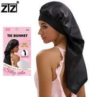 ZTZIPremium Bonnet de nuit en satin extra large pour cheveux longs avec bord élastique pour femmes, idéal pour les tresses, les extensions et les cheveux bouclés