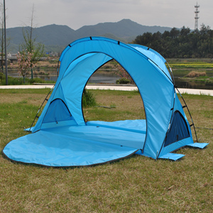 Carpa de Playa Fácil de Instalar, Toldo de Playa Anti-UV con Piso Extendido y Ventanas de Malla, Carpa de Sombra Portátil - Product Image 3